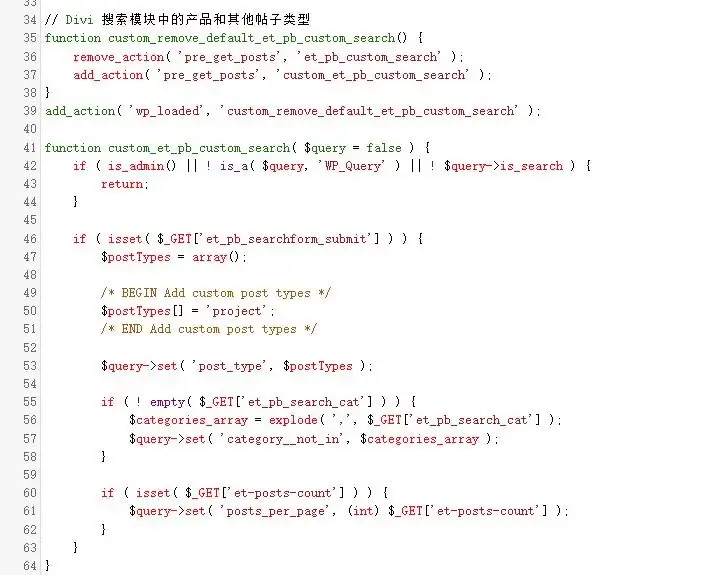 WordPress Divi自定义搜索类型,产品,文章,项目 WordPress Divi自定义搜索类型,产品,文章,项目